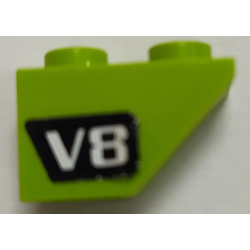 Slope, Inverted 45 2 x 1 with White 'V8' on Black Background Pattern Model Right Side (Sticker) - Set 4589 Slope, Inverted 45 2 x 1 with White 'V8' on Black Background Pattern Model Right Side (Sticker) - Set 4589