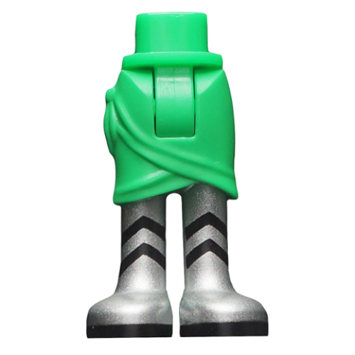 Деталь LEGO 11244c00pb10 Mini Doll Hips and Skirt Wrap with Silver Long Boots with Black Soles and Chevrons Pattern - Thick Hinge