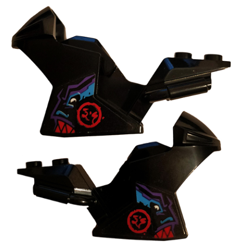 Деталь LEGO 18895pb17 Motorcycle Fairing, Racing (Sport) Bike with Red Ninjago Logogram 'DS' in Circle and Dragon Pattern on Both Sides (Stickers) - Set 70638