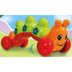 Primo Vehicle Caterpillar with Red Wheels and Blue Flowers Pattern Primo Vehicle Caterpillar with Red Wheels and Blue Flowers Pattern
