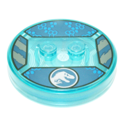Dimensions Toy Tag 4 x 4 x 2/3 with 2 Studs and Trans-Light Blue Bottom with Silver Jurassic World Logo and Blue Hexagons on Dark Blue Background Pattern (ACU) Dimensions Toy Tag 4 x 4 x 2/3 with 2 Studs and Trans-Light Blue Bottom with Silver Jurassic World Logo and Blue Hexagons on Dark Blue Background Pattern (ACU)