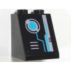 Slope 65 2 x 2 x 2 with Bottom Tube with Silver and Medium Azure Circuitry and Vents Pattern (Sticker) - Set 70165 Slope 65 2 x 2 x 2 with Bottom Tube with Silver and Medium Azure Circuitry and Vents Pattern (Sticker) - Set 70165