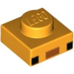 Plate 1 x 1 with 2 Black Squares and Dark Orange Rectangle Pattern (Minecraft Axolotl Face) Plate 1 x 1 with 2 Black Squares and Dark Orange Rectangle Pattern (Minecraft Axolotl Face)