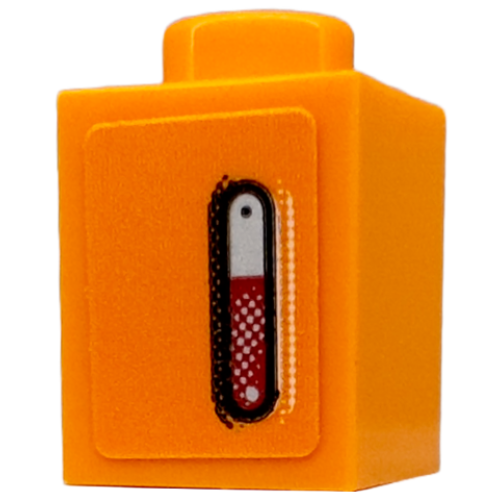 Деталь LEGO 3005pb064L Brick 1 x 1 with Red and Silver Blinker Light with Black Outline Pattern Model Left Side (Sticker) - Set 76918