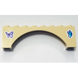 Arch 1 x 8 x 2 Raised Arch with Lavender Butterfly on Left Side and Medium Azure Butterfly on Right Side Pattern (Stickers) - Set 41325 Arch 1 x 8 x 2 Raised Arch with Lavender Butterfly on Left Side and Medium Azure Butterfly on Right Side Pattern (Stickers) - Set 41325