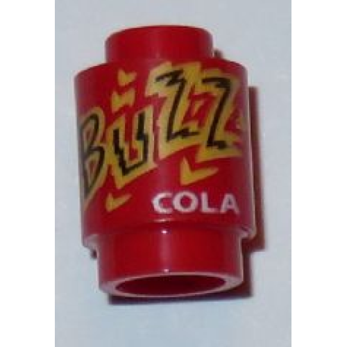 Деталь LEGO 3062pb044 Brick, Round 1 x 1 with Black, Yellow and White 'BUZZ COLA' Pattern