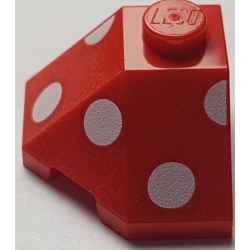 Wedge 2 x 2 (Slope 45 Corner) with White Polka Dots Pattern