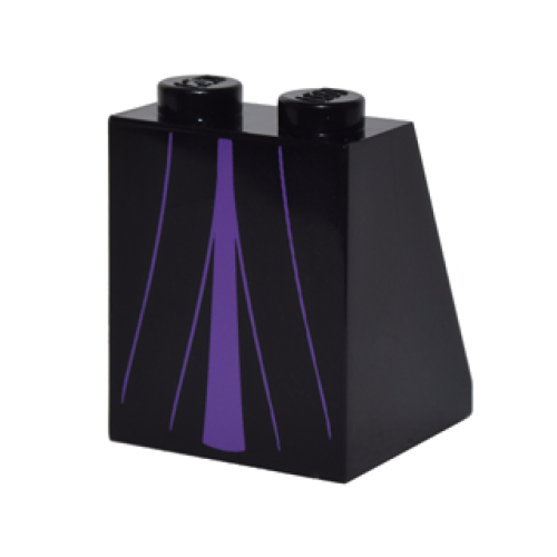 Деталь LEGO 3678bpb091 Slope 65 2 x 2 x 2 with Bottom Tube with Minifigure Dress / Skirt / Robe, Dark Purple Panel and Folds Pattern