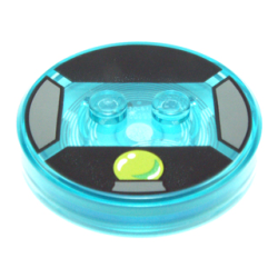 Dimensions Toy Tag 4 x 4 x 2/3 with 2 Studs and Trans-Light Blue Bottom with Lime Crystal Ball on Black Background Pattern (Wicked Witch)