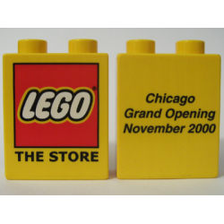 Duplo, Brick 1 x 2 x 2 with The LEGO Store Chicago 2000 Opening Pattern Duplo, Brick 1 x 2 x 2 with The LEGO Store Chicago 2000 Opening Pattern