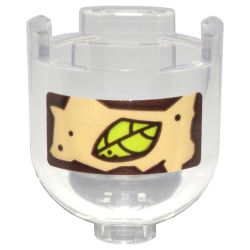 Brick, Round 2 x 2 x 1 2/3 Dome Top with Reddish Brown and Tan Label and Lime Leaf Pattern (Sticker) - Set 76431