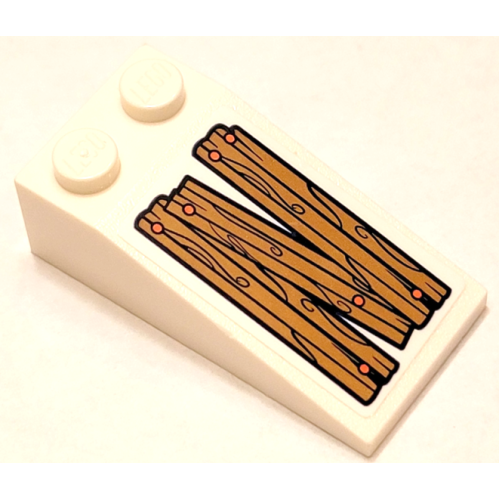 Деталь LEGO 30363pb048R Slope 18 4 x 2 with 3 Wood Grain Boards and Coral Nails Pattern Model Right Side (Sticker) - Set 41380