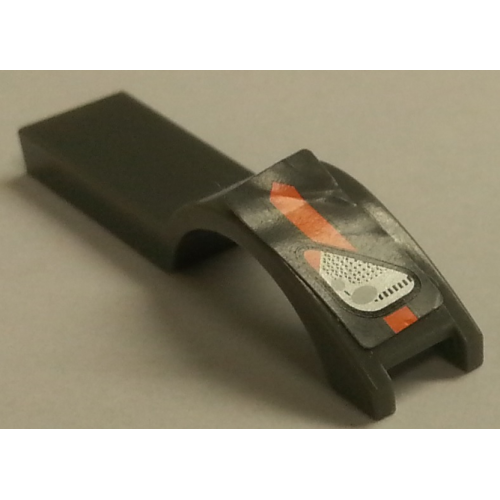 Деталь LEGO 50947pb031R Vehicle, Mudguard 1 x 4 1/2 with Headlight and Orange Stripe Pattern Model Right Side (Sticker) - Set 8154