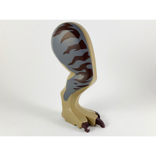 Деталь LEGO 98062c01pb08 Dinosaur Leg Large (Rear) Tyrannosaurus rex Right with Black Pin with Dark Brown Claws and Stripes on Dark Bluish Gray Pattern