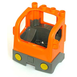 Duplo Cabin Truck Semi-Tractor Cab with Dark Bluish Gray Base - Orange