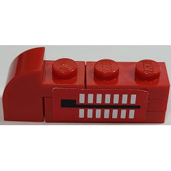 Stickered Assembly 4 x 1 x 1 1/3 with White Rectangles and Black Line On Red Background Pattern Model Left Side (Sticker) - Set 2556 - 1 Plate 1 x 2, 2 Plate 1 x 3, 1 Slope, Curved 2 x 1 x 1 1/3 with Recessed Stud Stickered Assembly 4 x 1 x 1 1/3 with White Rectangles and Black Line On Red Background Pattern Model Left Side (Sticker) - Set 2556 - 1 Plate 1 x 2, 2 Plate 1 x 3, 1 Slope, Curved 2 x 1 x 1 1/3 with Recessed Stud