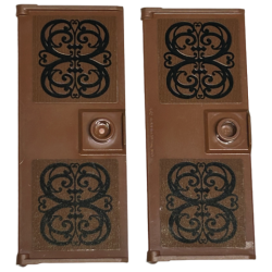 Door 1 x 3 x 6 with Stud Handle with Black Ornate Scrollwork Pattern on Both Sides (Stickers) - Set 76413 Door 1 x 3 x 6 with Stud Handle with Black Ornate Scrollwork Pattern on Both Sides (Stickers) - Set 76413