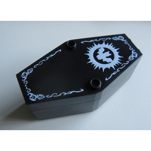 Деталь LEGO 30163c03pb01 Container, Coffin with White Bat Pattern Lid