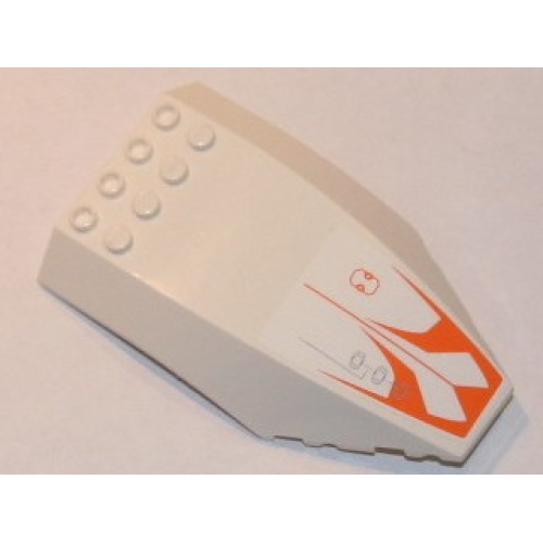 Деталь LEGO 45705pb019 Windscreen 10 x 6 x 2 Curved with Orange Pattern (Sticker) - Set 7649