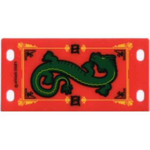 Деталь LEGO bb0130 Plastic Flag 4 x 8 with Green Oriental Dragon Pattern