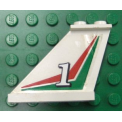 Tail 4 x 1 x 3 with White Number 1 over Red and Green Pattern Right Side (Sticker)