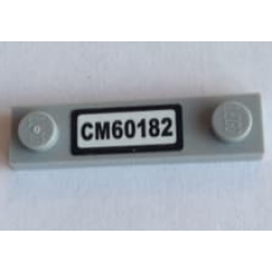 Plate, Modified 1 x 4 with 2 Studs without Groove with 'CM60182' Pattern (Sticker) - Set 60182 Plate, Modified 1 x 4 with 2 Studs without Groove with 'CM60182' Pattern (Sticker) - Set 60182