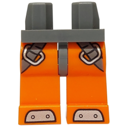 Hips and Orange Legs with Dark Bluish Gray Straps Around Thighs and Silver Weights on Feet Pattern Hips and Orange Legs with Dark Bluish Gray Straps Around Thighs and Silver Weights on Feet Pattern