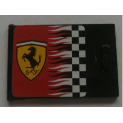 Container, Cupboard 2 x 3 x 2 Door with Checkered Flag and Ferrari Logo Pattern Left (Sticker) - Sets 8654 / 8672 Container, Cupboard 2 x 3 x 2 Door with Checkered Flag and Ferrari Logo Pattern Left (Sticker) - Sets 8654 / 8672