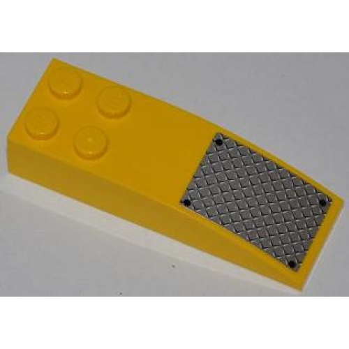 Деталь LEGO 44126pb030 Slope, Curved 6 x 2 with Black Rivets on Silver Tread Plate Small Pattern (Sticker) - Set 7746