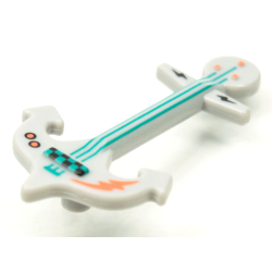 Minifigure, Utensil Musical Instrument, Guitar Electric Anchor with Dark Turquoise Strings and Coral Lightning Bolt Pattern