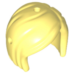 Mini Doll, Hair Friends Short, Bob Cut, Hole on Top and Right - Flexible Rubber - Bright Light Yellow