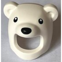 Minifigure, Headgear Head Cover, Costume Bear with Black Eyes and Nose Pattern - White Minifigure, Headgear Head Cover, Costume Bear with Black Eyes and Nose Pattern - White