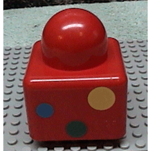 Деталь LEGO 31000pb11 Primo Brick 1 x 1 with 3 Spots Yellow, Green and Blue Pattern