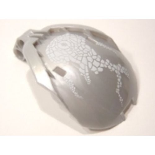Деталь LEGO 41671pb05 Bionicle Bohrok Windscreen 4 x 5 x 7 with White Scales and Kohrak-Kal Logo Pattern