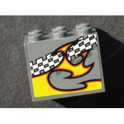 Stickered Assembly 3 x 2 x 2 with Checkered and Flame Pattern Model Left Side (Sticker) - Set 8134 - 2 Brick 2 x 3