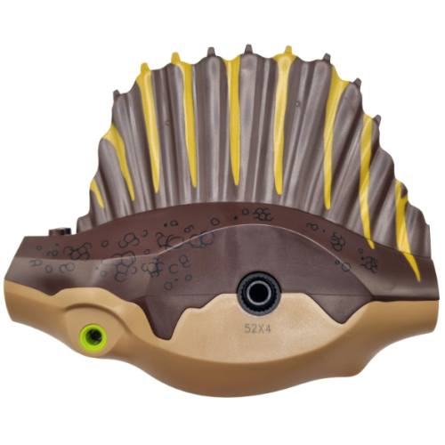 Деталь LEGO bb1393c01pb01 Dinosaur Body Spinosaurus with Dark Brown Top with Sail Fin with Black Scales and Bright Light Orange Stripes Pattern