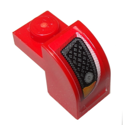 Slope, Curved 2 x 1 x 1 1/3 with Recessed Stud with Silver Grille and Orange Headlight on Red Background Pattern Model Right Side (Sticker) - Set 8185 Slope, Curved 2 x 1 x 1 1/3 with Recessed Stud with Silver Grille and Orange Headlight on Red Background Pattern Model Right Side (Sticker) - Set 8185