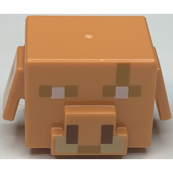 Minifigure, Head, Modified Cube with Ear Flaps and Snout with Pixelated Medium Nougat and White Eyes with Scar, Reddish Brown Nostrils, Tan Tusks Pattern