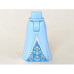 Mini Doll Hips and Skirt Full Length with Silver Triangle and Silver Scrolls on Medium Blue Inset Pattern - Thick Hinge