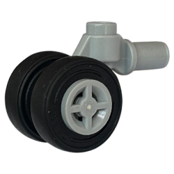 Technic Pin with Dual Wheels Holder with Light Bluish Gray Wheels and Black Tires (61483 / 4624 / 59895) Technic Pin with Dual Wheels Holder with Light Bluish Gray Wheels and Black Tires (61483 / 4624 / 59895)