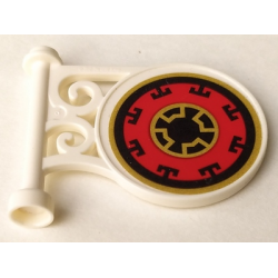 Road Sign Round on Pole with Flat Top Attachment with Ninjago Pattern Model Right Side (Sticker) - Set 70643