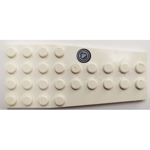 Деталь LEGO 2413pb002L Wedge, Plate 4 x 9 without Stud Notches with Black and Light Bluish Gray Fuel Filler Cap Pattern Model Left Side (Sticker) - Set 2928