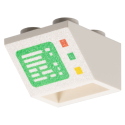 Slope, Inverted 45 2 x 2 with Flat Bottom Pin with Green Computer Screen on White Background, Red, Green, and Yellow Buttons on Right Side Pattern