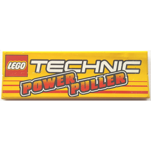 Деталь LEGO BA135pb07 Stickered Assembly 6 x 2 with LEGO TECHNIC Logo and 'POWER PULLER' Pattern (Sticker) - Set 8457 - 2 Tile 1 x 6