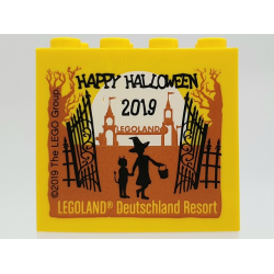 Brick 2 x 4 x 3 with HAPPY HALLOWEEN 2019 LEGOLAND Deutschland Resort Pattern