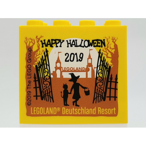 Деталь LEGO 30144pb287 Brick 2 x 4 x 3 with HAPPY HALLOWEEN 2019 LEGOLAND Deutschland Resort Pattern
