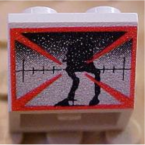 Деталь LEGO 3660pb006 Slope, Inverted 45 2 x 2 with Flat Bottom Pin with Screen with Black AT-ST, Red Lines, Fade at Top Pattern