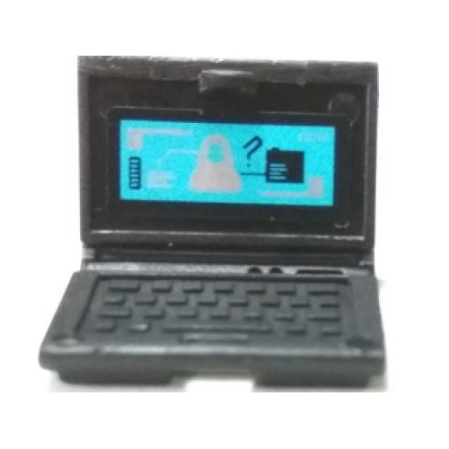 Деталь LEGO 62698pb10 Minifigure, Utensil Computer Laptop with White and Black Items on Screen Pattern (Sticker) - Set 70165