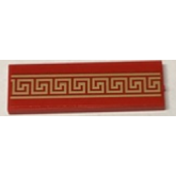 Tile 2 x 6 with Gold Geometric Swirls and Lines Pattern (Sticker) - Set 60380