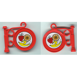 Road Sign Round on Pole with Ornate Top Attachment with Fruit Pattern on Both Sides (Stickers) - Set 3675